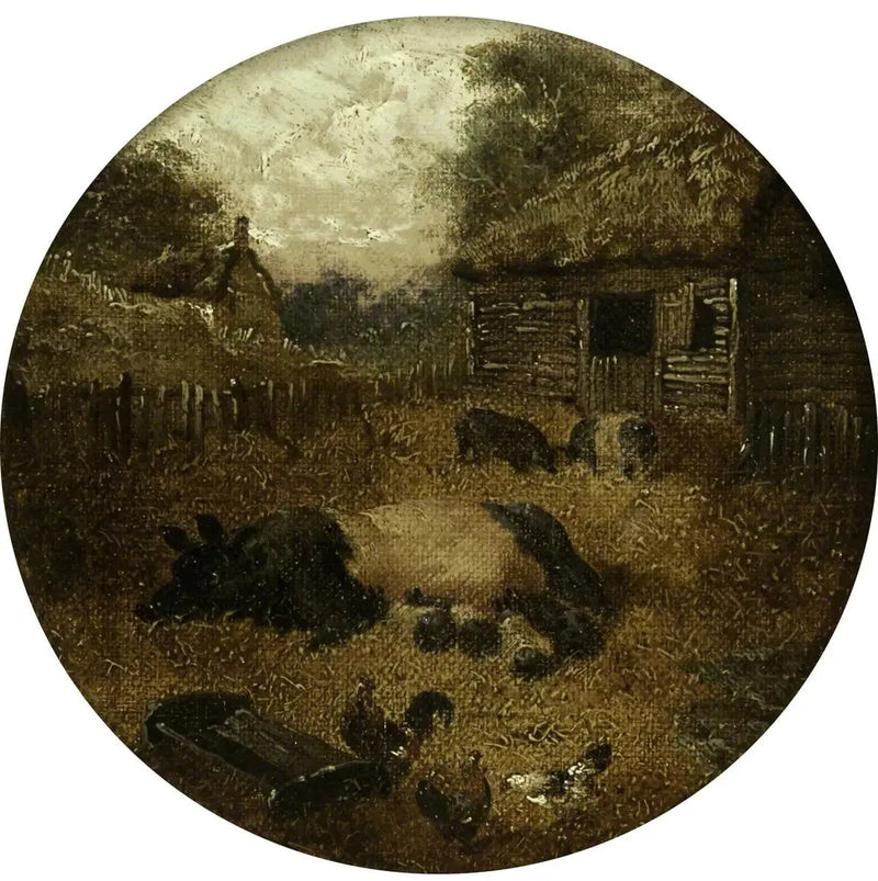Acht kreisförmige Bauernhofszenen (1. Cochons ; 2. Jument et poulain ; 3. Vaches ; 4. Moutons ; 5. Poulets ; 6. Canards ; 7. Lapins ; 8. Âne) - John Frederick Herring, Sr.