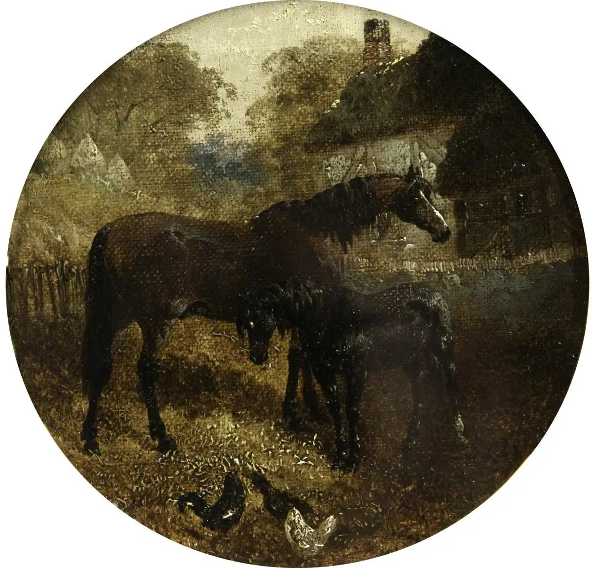 Huit scènes de ferme circulaires : jument et poulain - John Frederick Herring, Sr. image 1 reproduction de peinture à l’huile