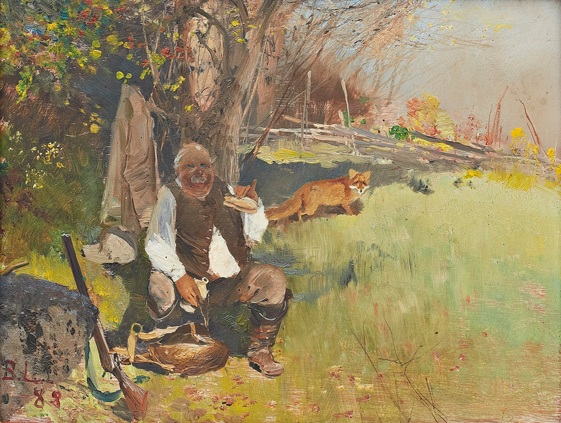 Jäger beim Frühstück - Bruno Liljefors