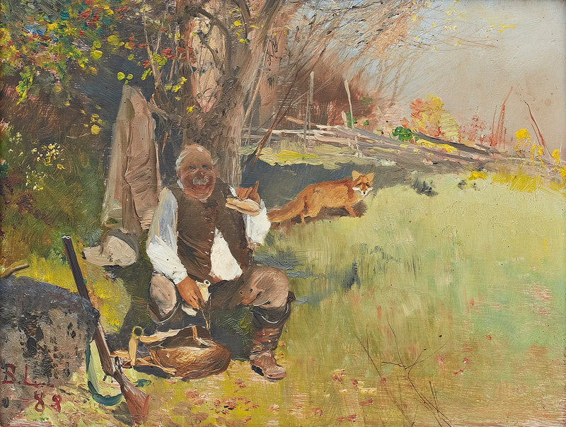 Jäger beim Frühstück - Bruno Liljefors
