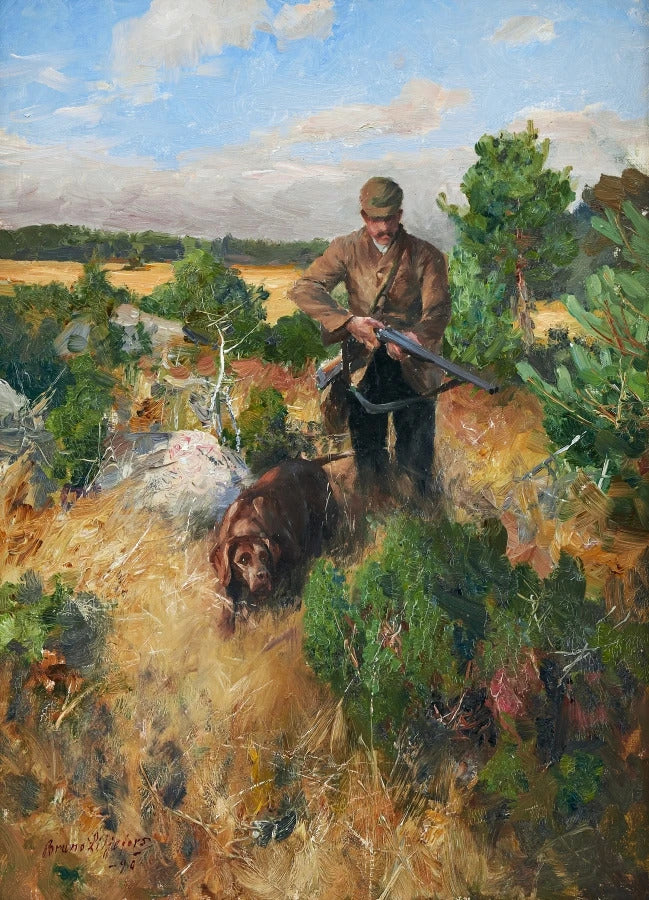 Jäger mit seinem Hund - Bruno Liljefors