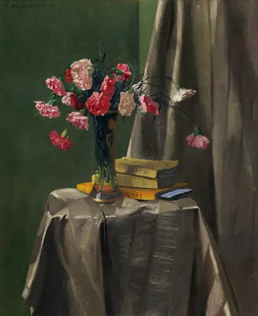 Rosen-Nelken und Bücher - Félix Vallotton
