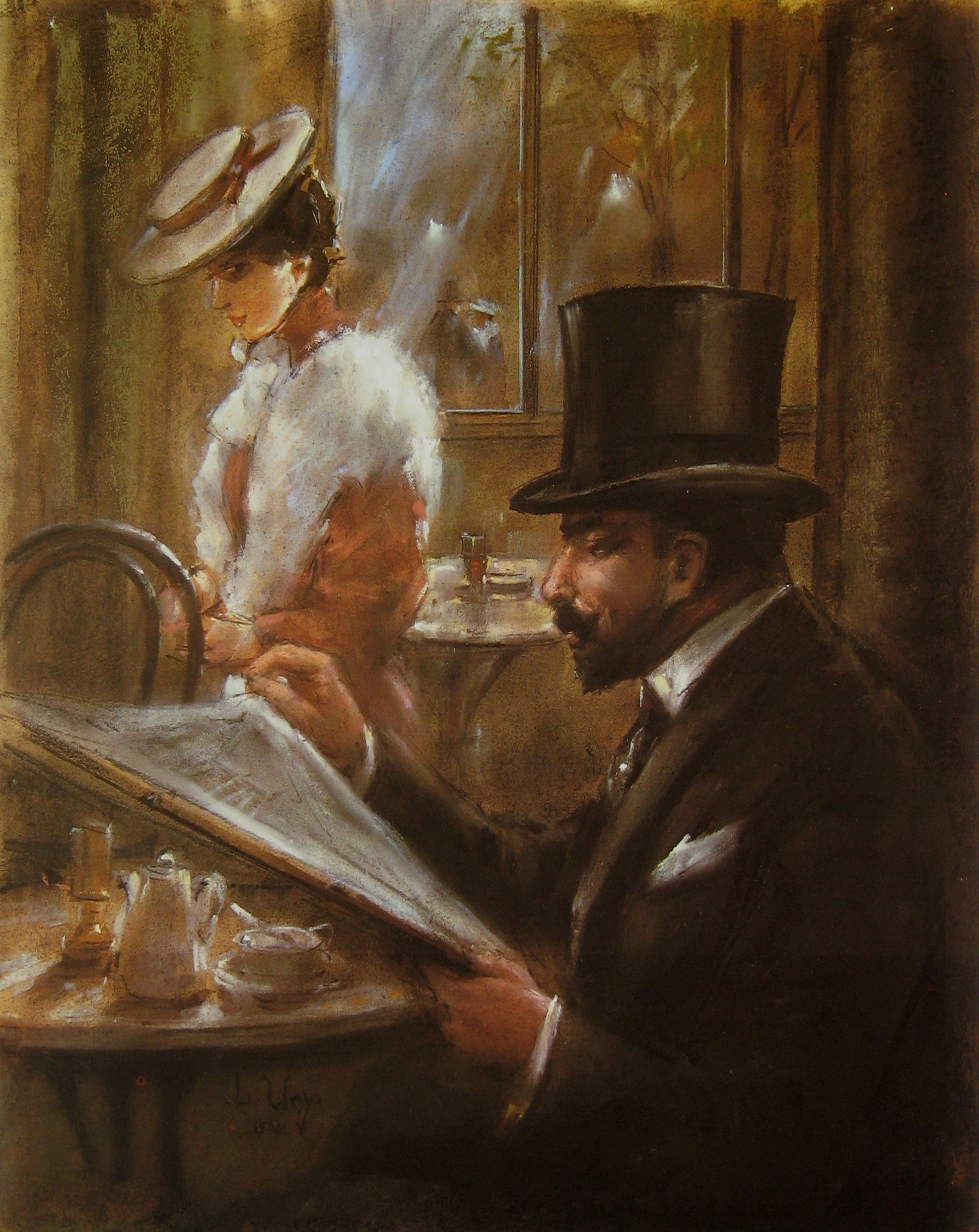Im Café Bauer - Lesser Ury image 1 reproduction artisanale de tableau