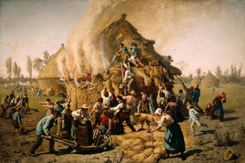 Brand in einem Heuhaufen - Jules Breton