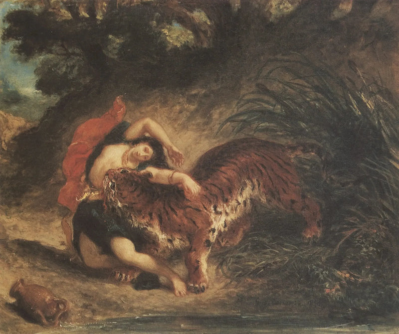 Inderin von einem Tiger gebissen - Eugène Delacroix