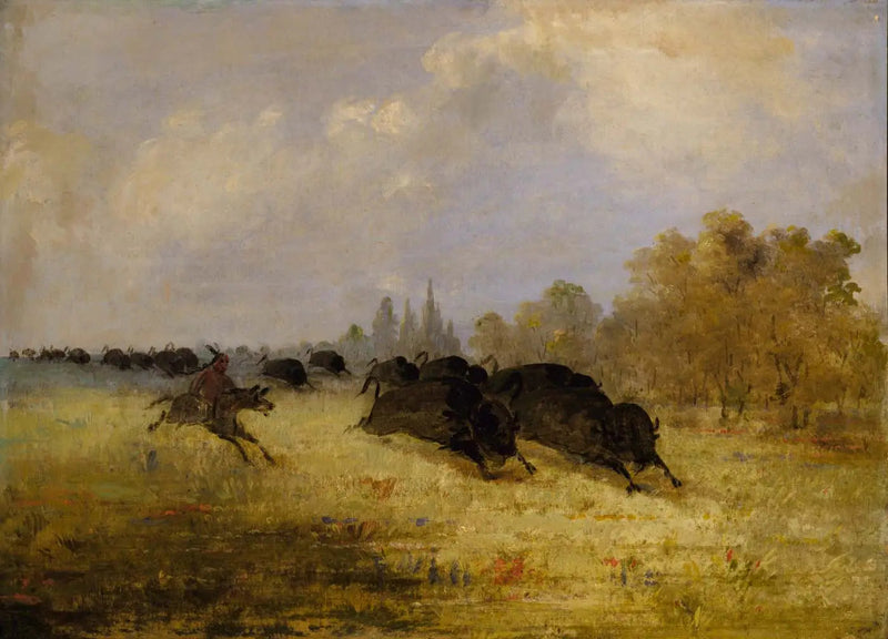 Indiens Caddo jagen den Büffel, Cross Timbers, Texas - George Catlin