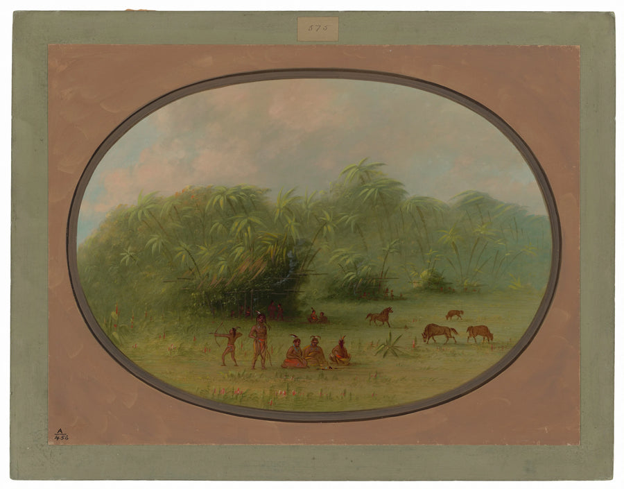 Indiens et chevaux dans la forêt - George Catlin