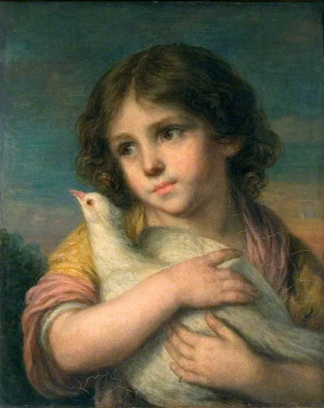 Innocence : Une fille avec une colombe - Jean-Baptiste Greuze image 1 reproduction artisanale de tableau