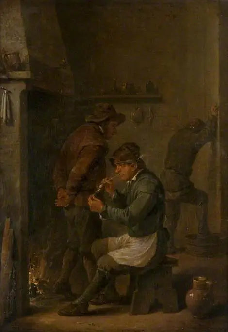 Interieur mit Bauern vor einem Feuer - David Teniers der Jüngere