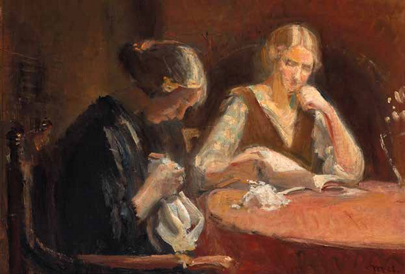 Interieur mit zwei Frauen bei der Handarbeit. – Michael Peter Ancher