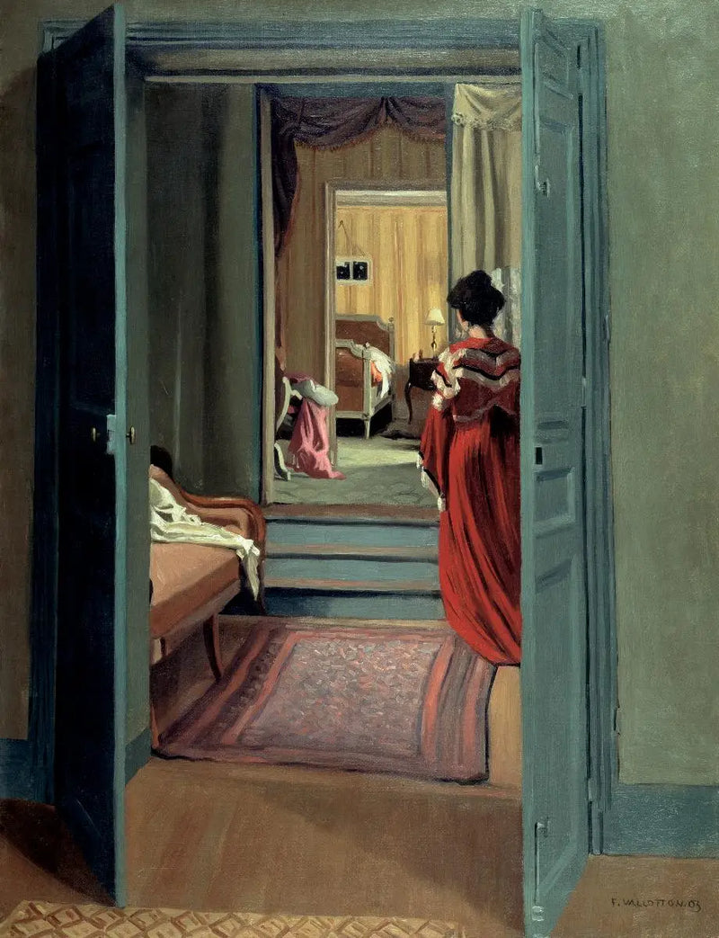 Interieur mit Frau in Rot von hinten - Félix Vallotton