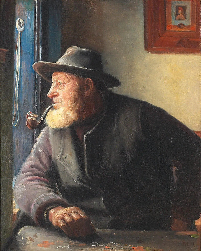 Innenaufnahme mit dem Fischer Ole Svendsen am Fenster. – Michael Peter Ancher
