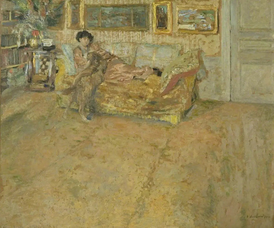 Interieur mit Madame Hessel und ihrem Hund - Édouard Vuillard