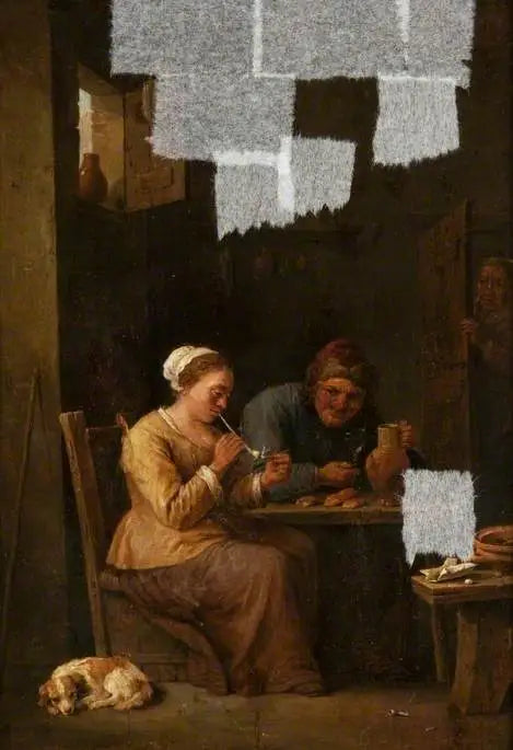 Intérieur avec un homme et une femme à une table - David Teniers le Jeune image 1 reproduction réalisée par Alpha Reproduction