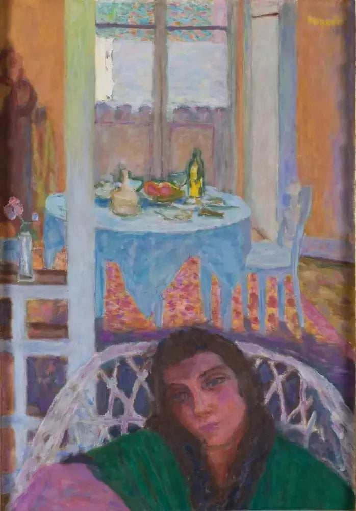 Innenraum mit einer Frau in einem Korbsessel - Pierre Bonnard