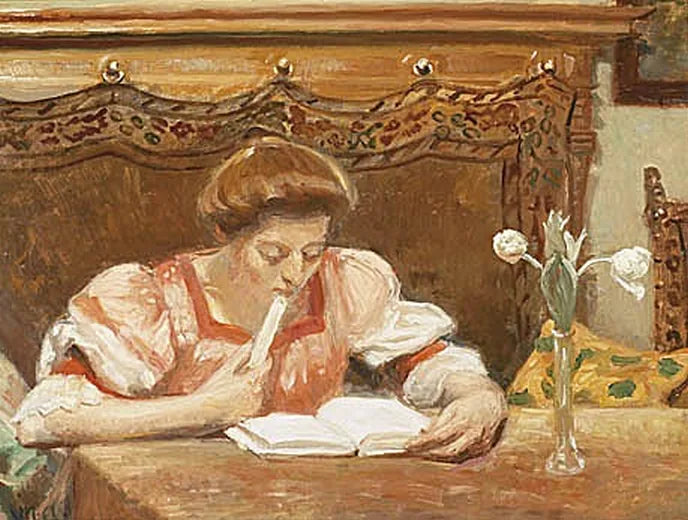 Interieur mit einer lesenden jungen Frau. – Michael Peter Ancher