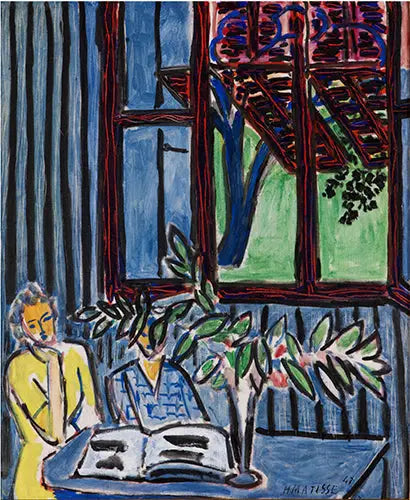 Blaues Interieur mit zwei jungen Mädchen - Henri Matisse