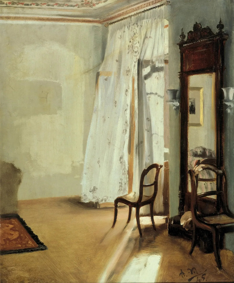 Innenraum eines Zimmers mit Balkon - Adolph von Menzel