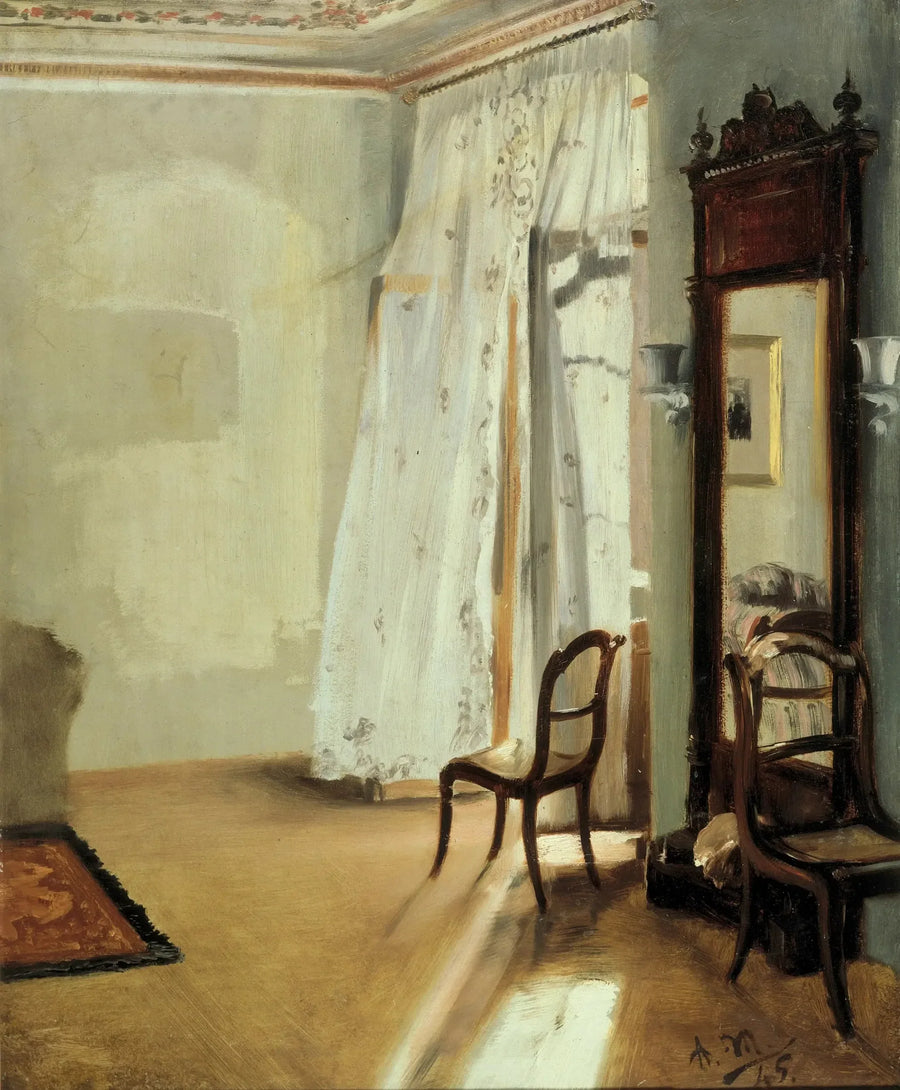 Innenraum eines Zimmers mit Balkon - Adolph von Menzel