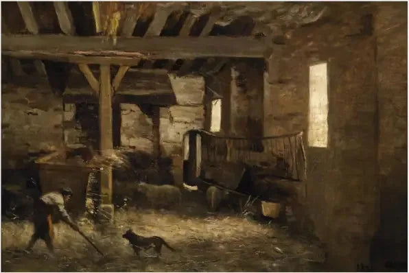 Intérieur de bergerie - Jean-Baptiste Camille Corot image 1 tableau peint à l’huile sur toile
