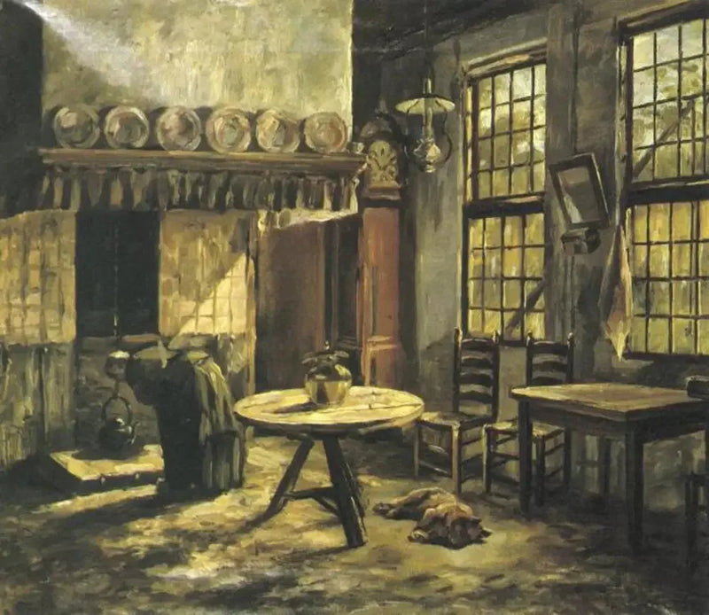 Innenraum eines Bauernhauses mit Kamin im Achterhoek - Piet Mondrian