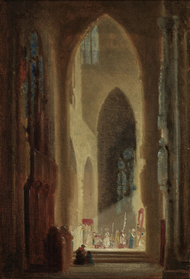 Innenansicht der Kirche mit Prozession - Carl Spitzweg