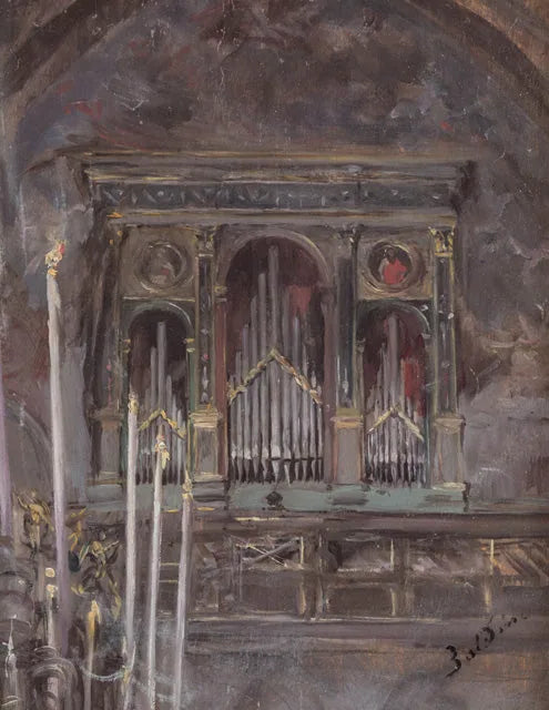 Innenraum der Kirche mit Blick auf die Orgel - Giovanni Boldini