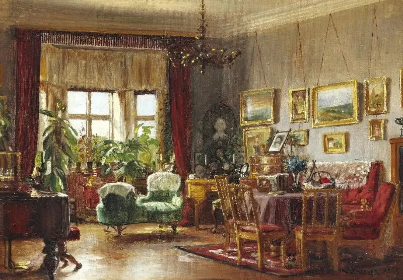 Innenansicht des Elternhauses des Künstlers in der Strandgade 30 in Christianshavn, - Peder Severin Krøyer