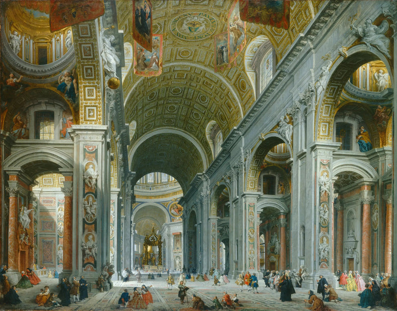 Innenansicht des Petersdoms, Rom - Giovanni Paolo Panini