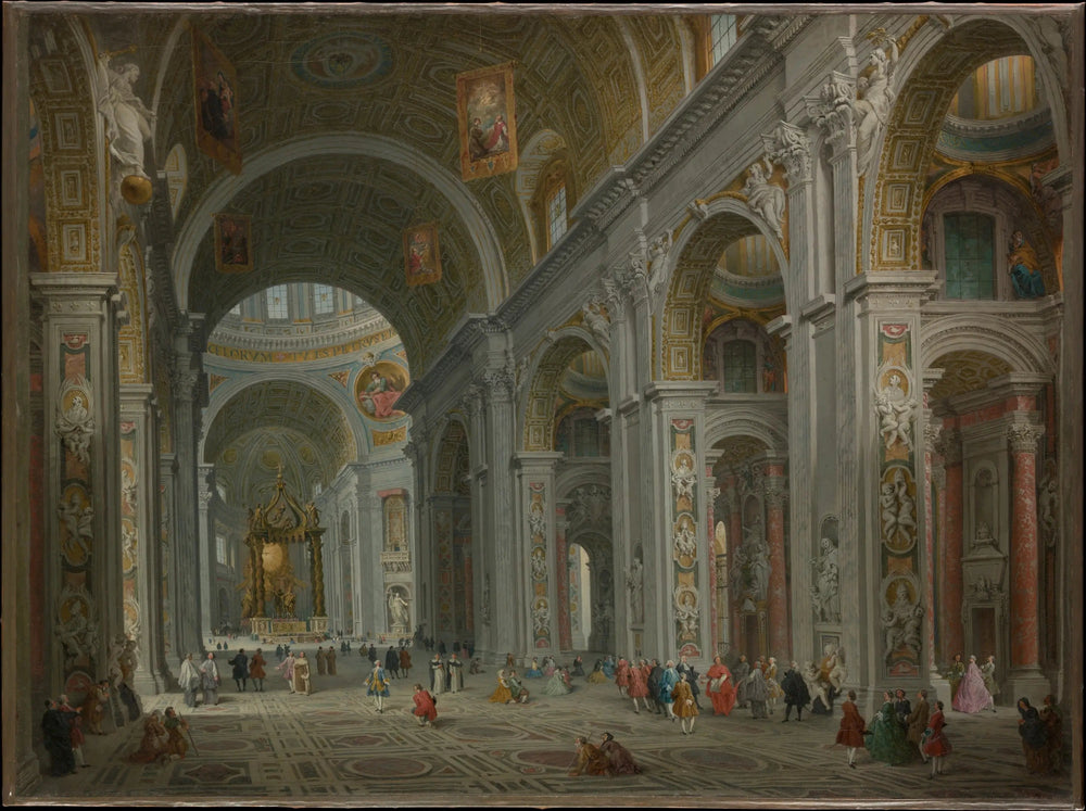 Intérieur de Saint-Pierre, Rome - Giovanni Paolo Panini image 1 reproduction de peinture à l’huile