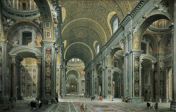 Intérieur de Saint-Pierre, Rome - Giovanni Paolo Panini image 1 copie peinte à la main à l’huile