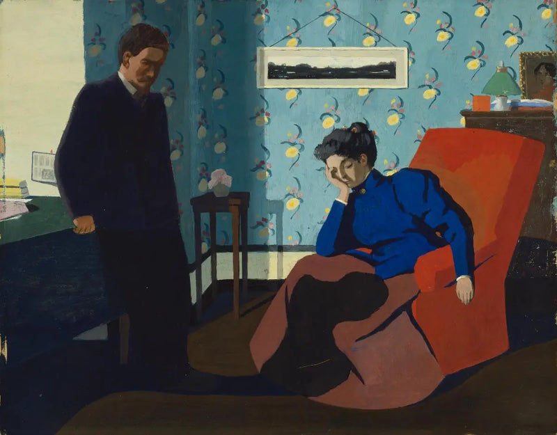Innenraum, roter Sessel und Figuren - Félix Vallotton