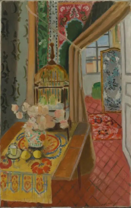 Innenraum, Blumen und Sittiche - Henri Matisse