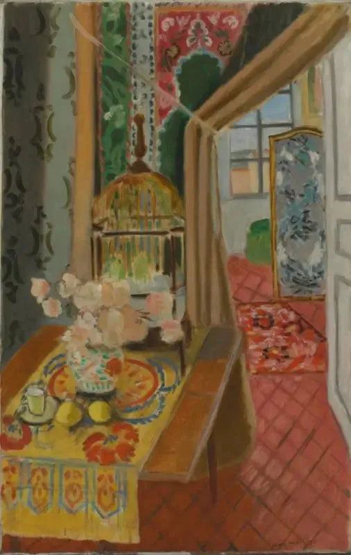 Innenraum, Blumen und Sittiche - Henri Matisse