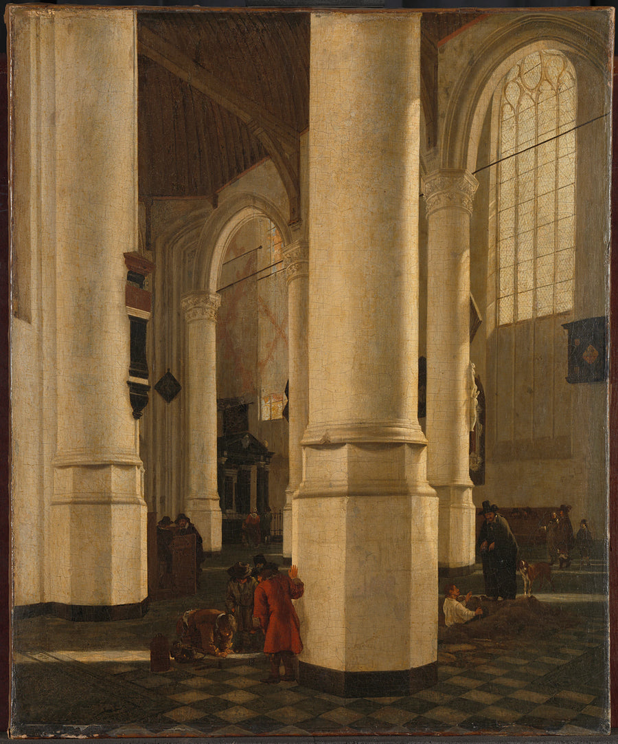 Intérieur de l'Oude Kerk à Delft avec le tombeau de Pieter Pietersz Heijn, lieutenant-amiral de Hollande - Gerard Houckgeest
