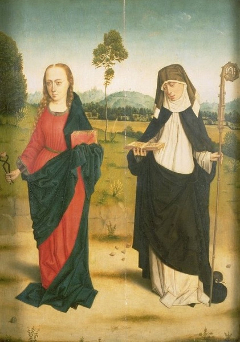 Innenraum: Heilige Agathe und Klara / Außenraum: Verkündigung: Maria - Dirk Bouts