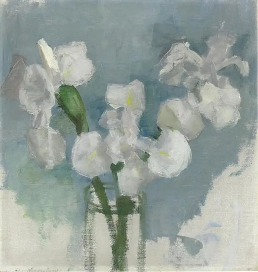 Weiße Iris auf hellblauem Hintergrund I - Piet Mondrian