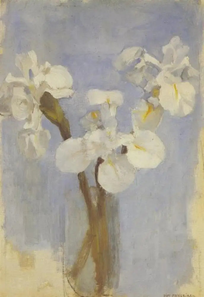 Weiße Iris auf hellblauem Hintergrund II - Piet Mondrian