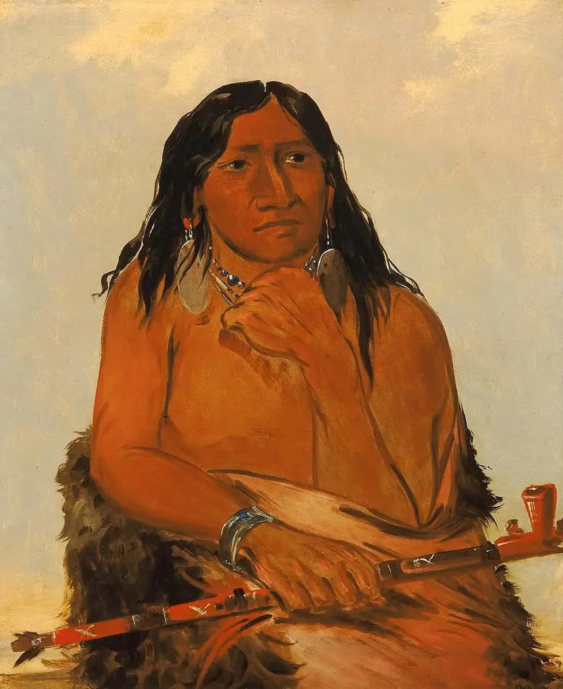 Is-sa-wáh-tám-ah, Loup attaché avec des cheveux, un chef - George Catlin