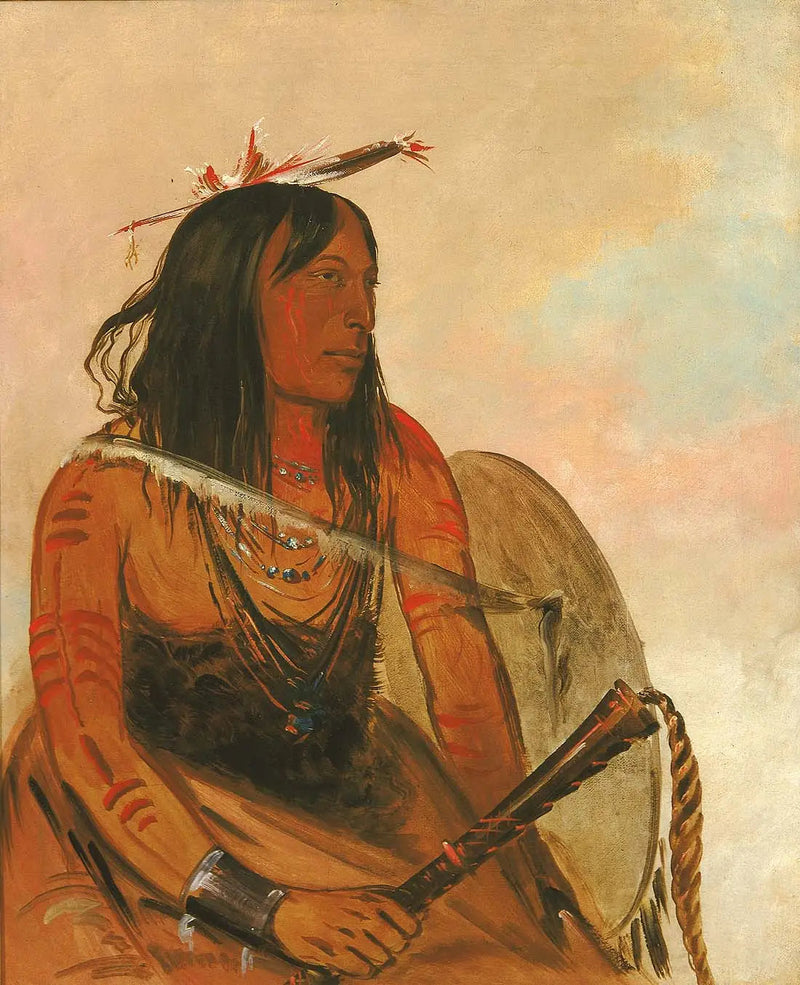 Ish-a-ró-yeh, Der, der einen Wolf trägt, ein edler Mutiger - George Catlin