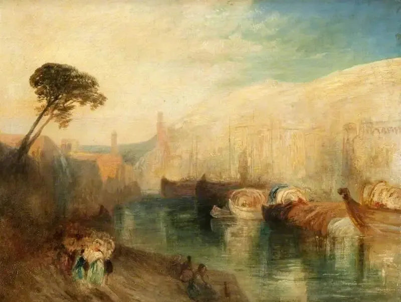 Italienische Szene mit Booten und Figuren - J. M. W. Turner