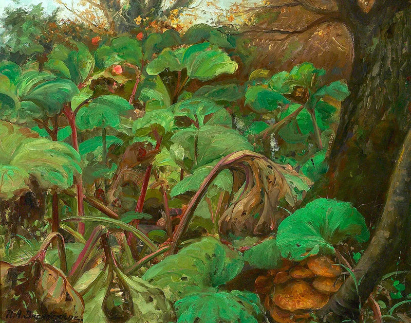 Garten der Rhabarber in Herlufsholm. - H. A. Brendekilde