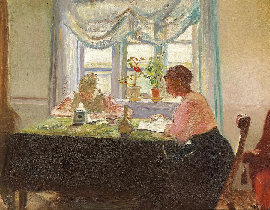 Ich mache meine Hausaufgaben am Fenster. – Michael Peter Ancher