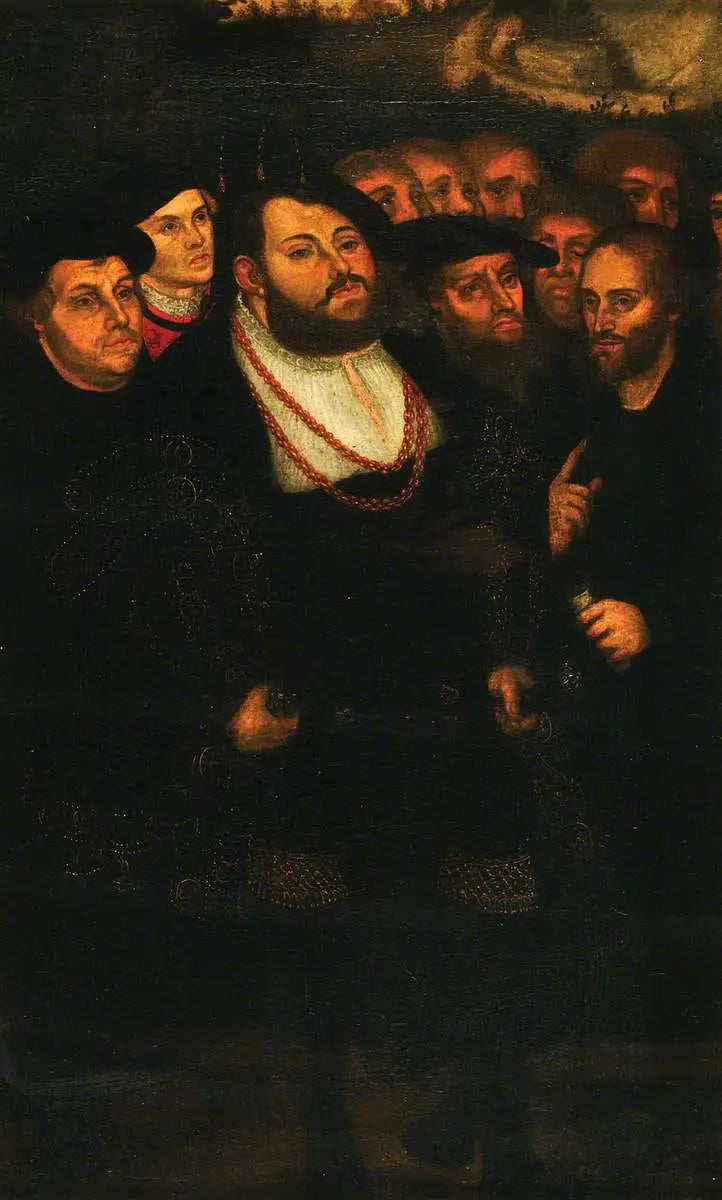 Jean Frédéric le Magnanime (1503-1554), avec un groupe de réformateurs - Lucas Cranach the Elder image 1 reproduction artisanale de tableau