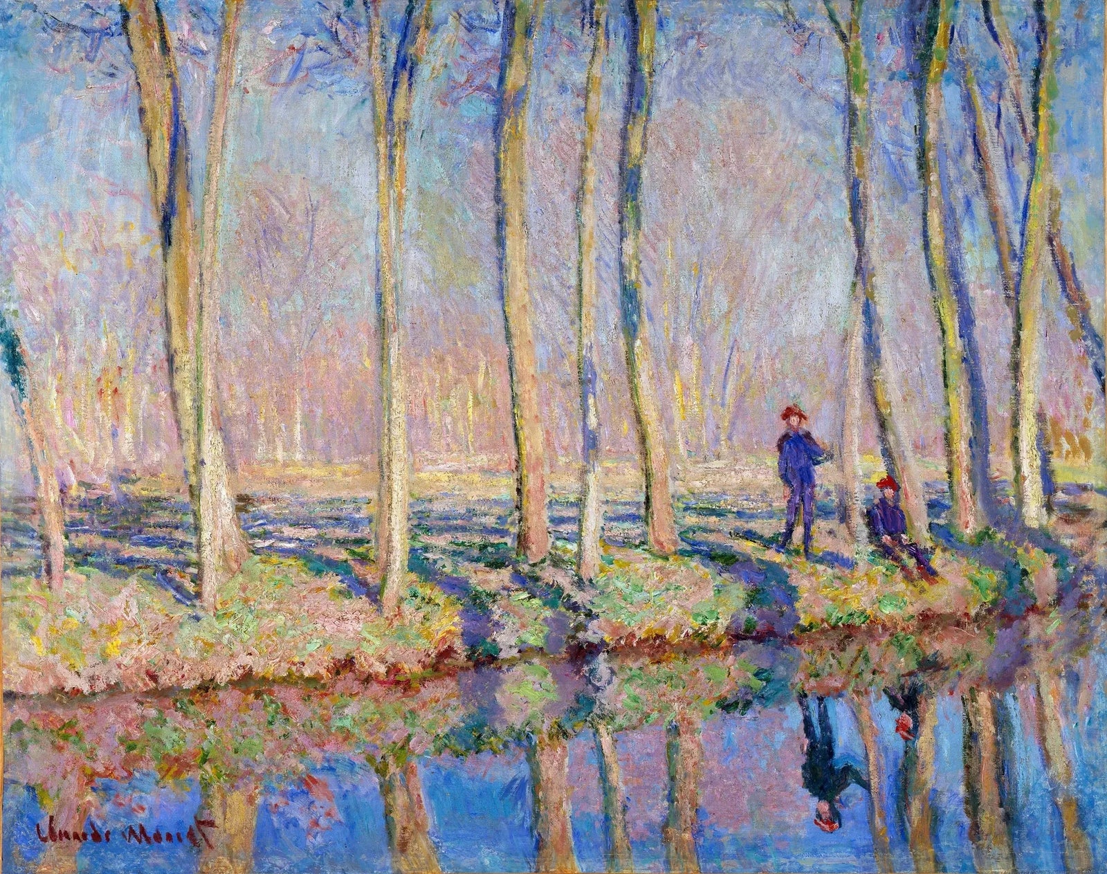 Jean-Pierre Hoschedé und Michel Monet am Ufer der Epte W1127 - Claude Monet