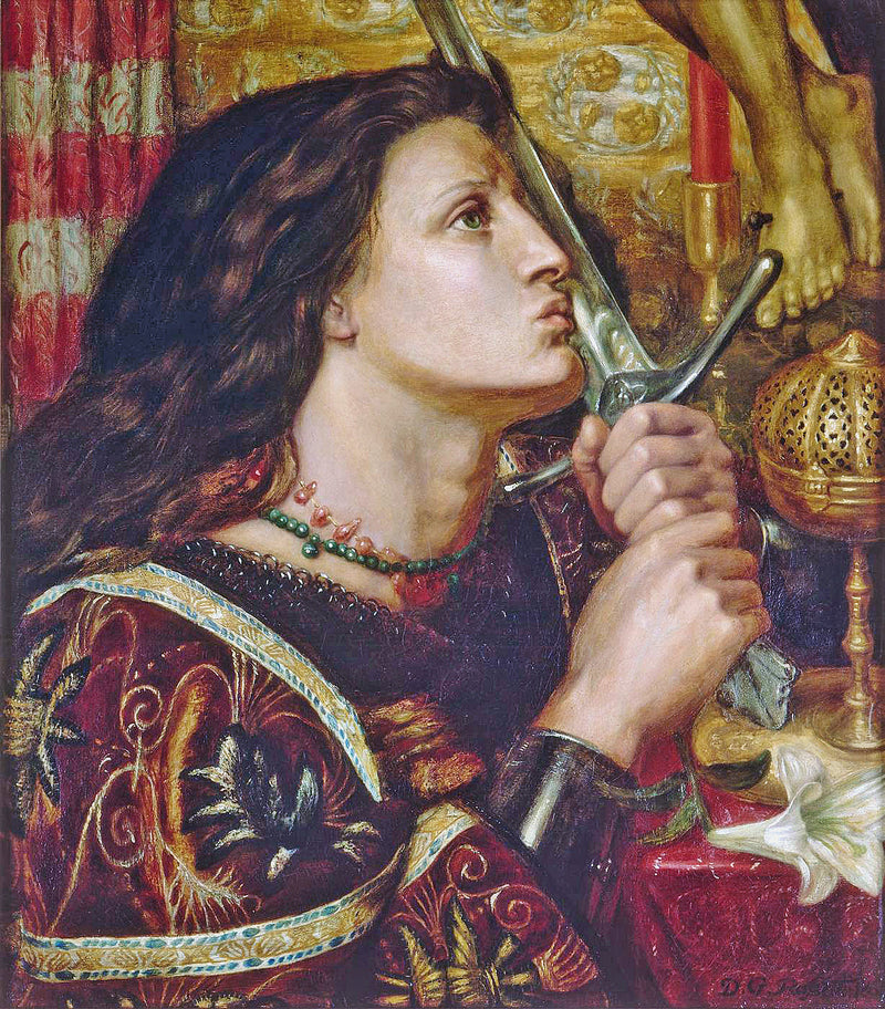 Jeanne d'Arc, die das Schwert der Erlösung küsst - Dante Gabriel Rossetti
