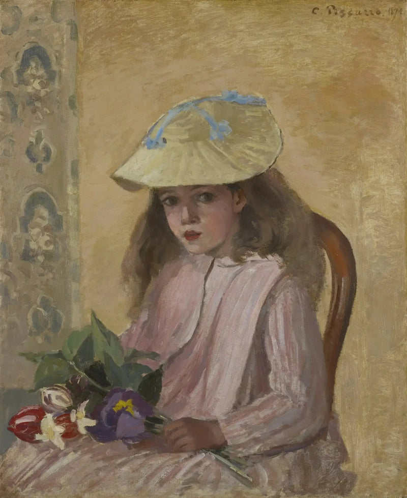 Jeanne Pisarro genannt Minette mit Blumenstrauß - Camille Pissarro
