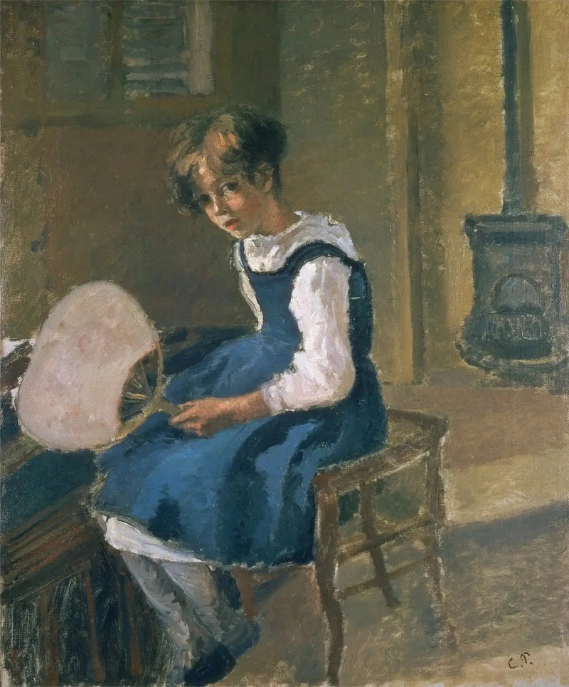 Jeanne Pissarro, genannt Minette, mit einem Fächer - Camille Pissarro