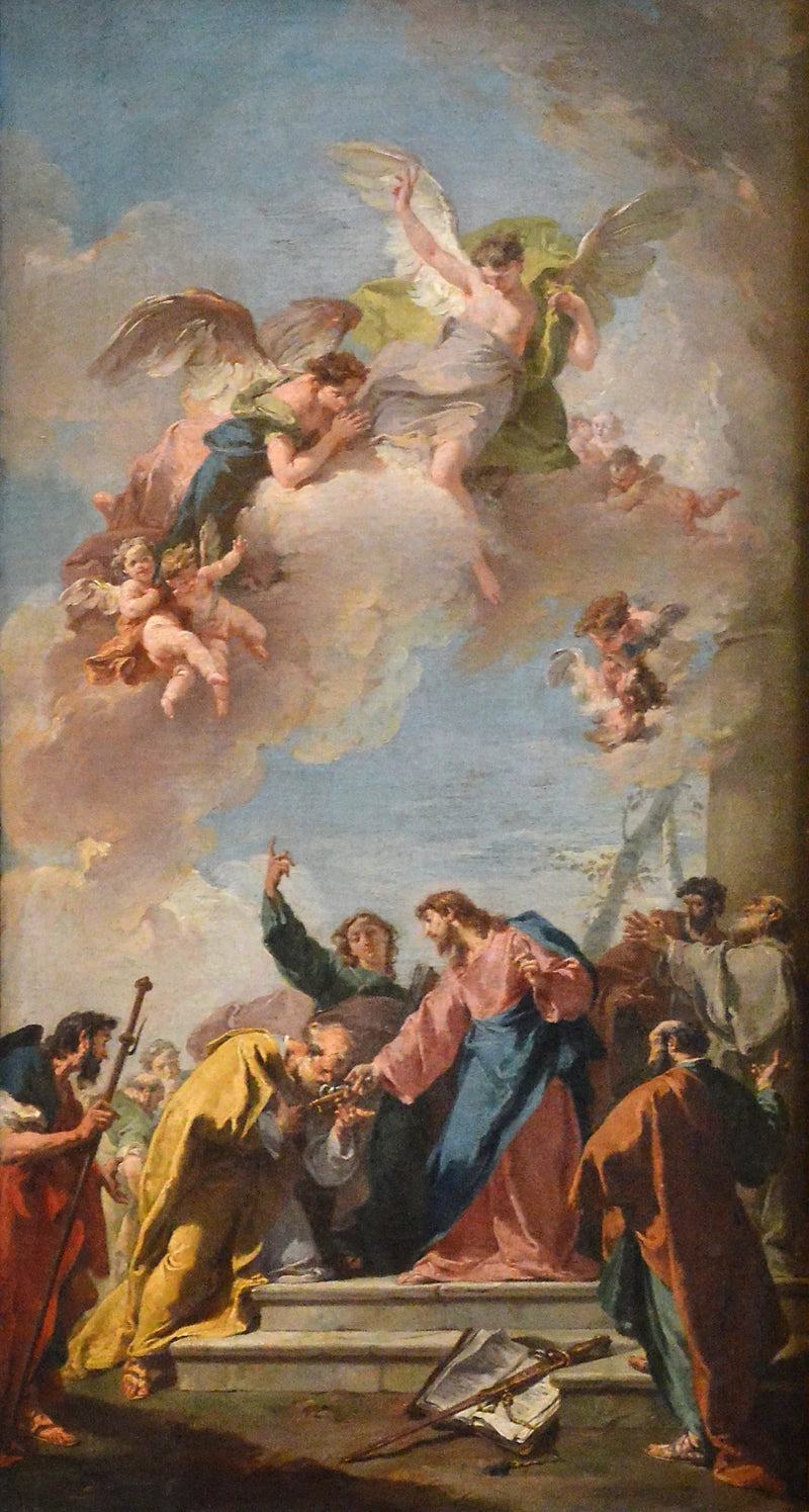 Jesus Christus übergibt die Schlüssel zum Himmel an den heiligen Petrus - Giovanni Battista Pittoni