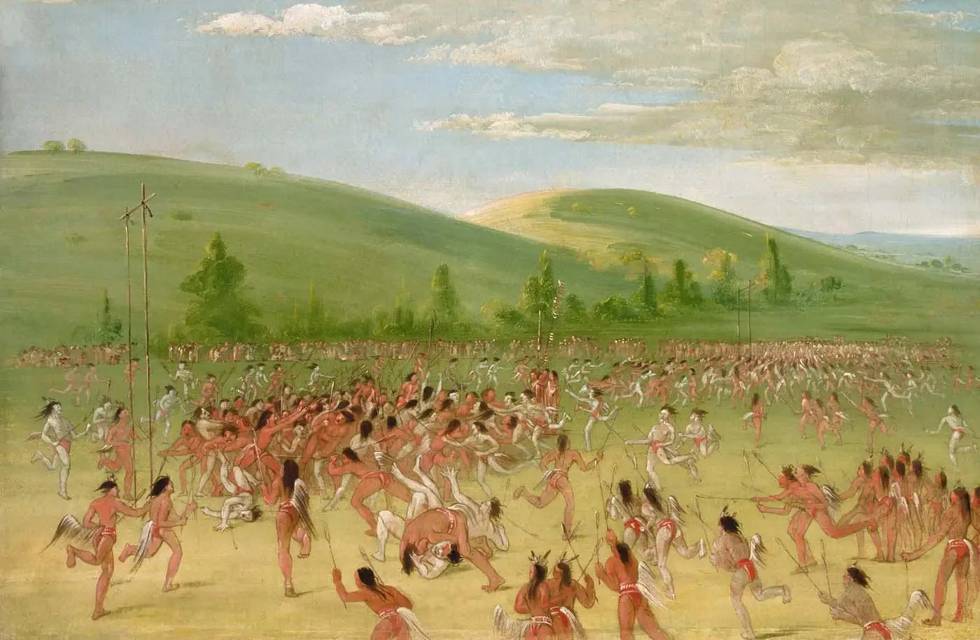 Jeu de balle des Choctaws : balle en l'air - George Catlin image 1 reproduction de peinture à l’huile